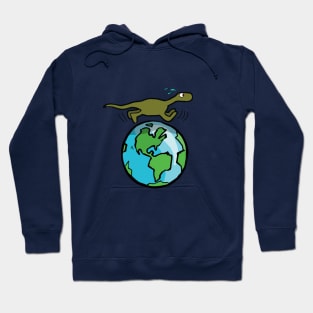 Dinosaur running on the earth Hoodie